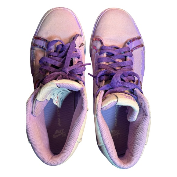 Custom Nike Blazer Mid '77 Lilic Rhinestone Sneakers US 6Y / Women's 7.5 - Picture 3 of 5